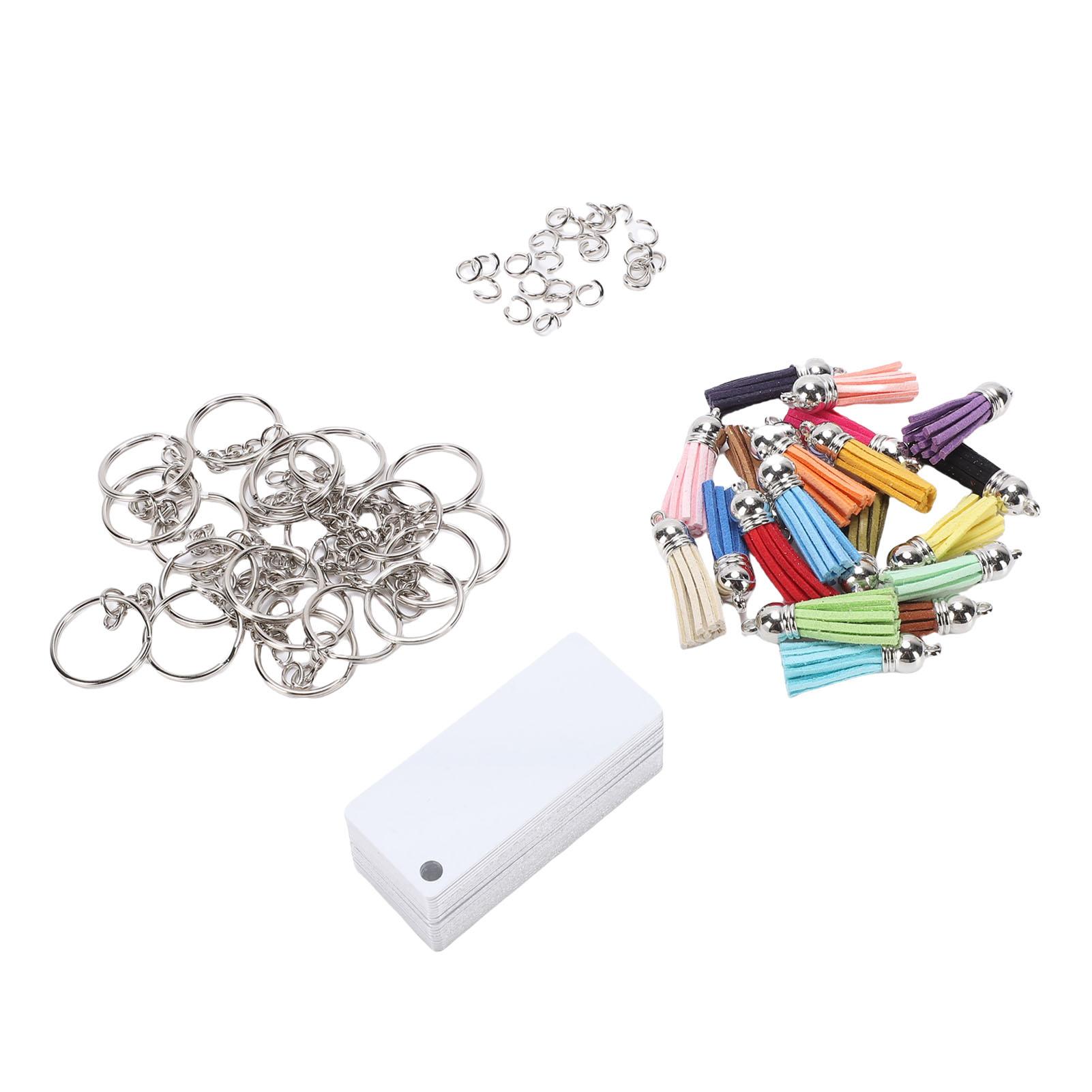 

80PCS Set Metal Sublimation Keychain Blanks Double Sided Heat Transfer Ornament Key Chain with Tassels Rectangle