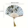 Ink Folded Fan New Chinese Classical Vintage Qipao Prop Tassel Handheld Fan Portable Elegant Traditional Decorative Fan