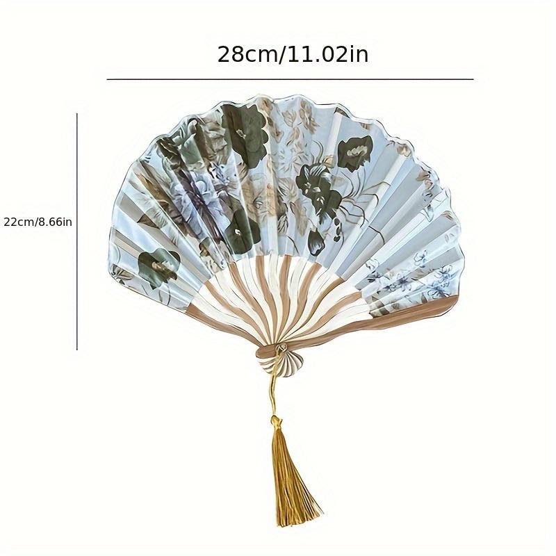 Ink Folded Fan New Chinese Classical Vintage Qipao Prop Tassel Handheld Fan Portable Elegant Traditional Decorative Fan