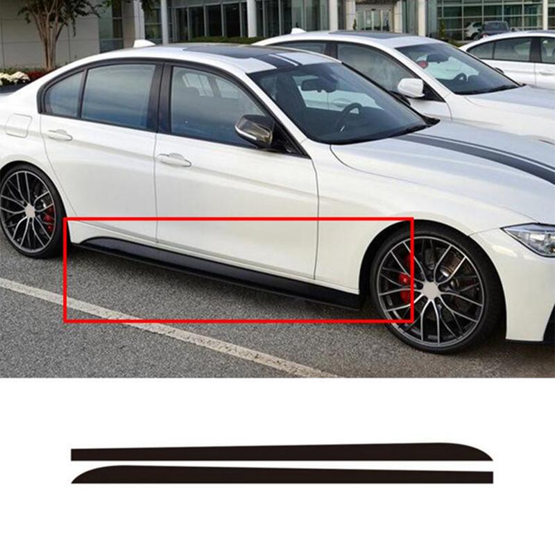 2pcs Car Side Skirt Sill Stripe Stickers Black/Carbon Fiber Black Transfer Glue Decals for BMW 1 3 4 5 6 Series F30 F35 F31