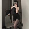 Erotic New French Style Sexy Lapel Backless Secretary Uniform Women Pure Desire Cinching Waist Slim Wrap Hip Short Dress