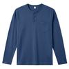 Herren S Locker geschnitten Langarm Henley-Kragen Lässig Basic T-Shirt