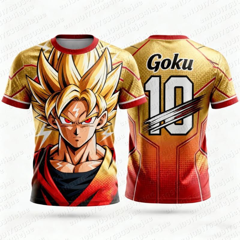 2026 New Adult Men's Dragon Ball Goku 3D Printed Football Jersey T-Shirt Kids Anime T-Shirt Special Football Jersey