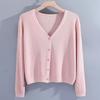Women's Long Sleeve Cardigan V Neck Elegant Knit Top Thin Solid Color Shrug