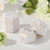 Pearl Velvet Ring Box 2/3 Slots Hexagon Elegant Jewelry Box with Detachable Lid Wedding Decor Rings Display Holder