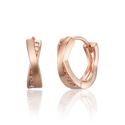 ELLE Schmuck 14K GF Kreuz Linien Punkt One-Touch Ohrringe ELGPEE559