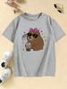 Girls Stylish Hoodie with Capybara Printed T Shirts Kids Childrens Tshirt Boys Girls Summer Spring Casual Top Tee