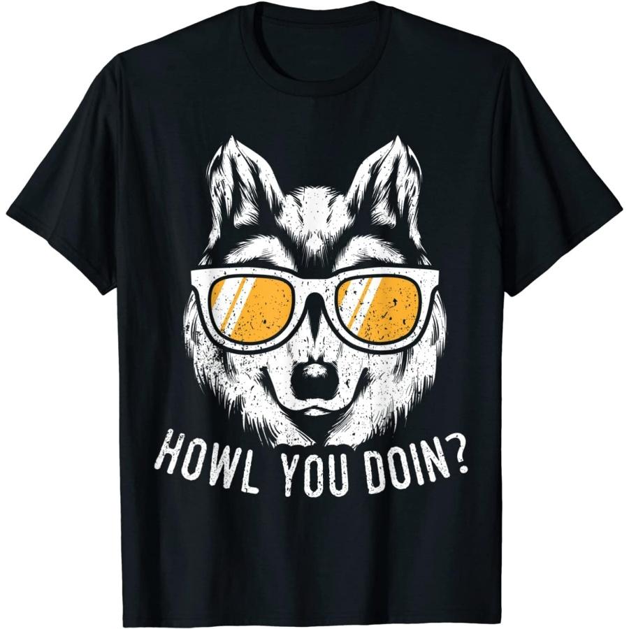 EYDE Funny Wolf Design Howl You Doin Wolves T-Shirt XXXXXL чёрный