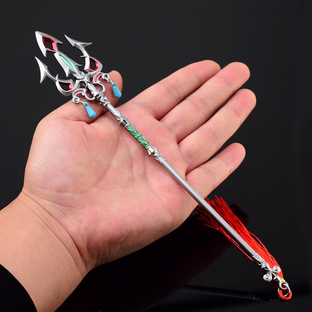 Legend of Ceremonial Trident Zelda Replica, 22cm Alloy Non Sharp Blade Model Toy, Perfect for Fans, Figure Spear Accessories