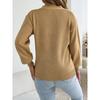 Women S Solid Color V Neck Long Sleeve Hollow Out Sweater
