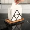 Contemporary Serviette Storage Case Modern Table Napkin Stand Functional  Triangular Wood Steel Kitchen Accessory