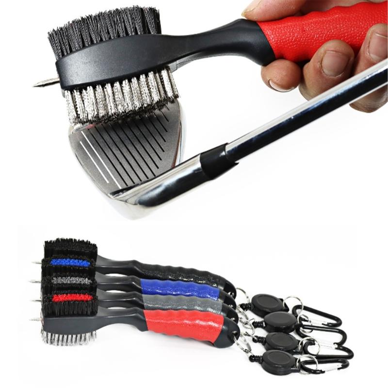 Golfs Club Cleaning Brush and Grooves Cleaner with Retractable Hook, Ergonomic Golfs Brush Easily Attaches To Golfs Bag