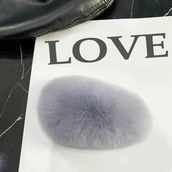 Girls Plush Hairpin Natural Rabbit Fur Women Bangs Hairpin