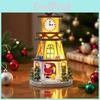 Led Christmas Resin Tree House Decoration With Lighted Clock Tower Gift Toy