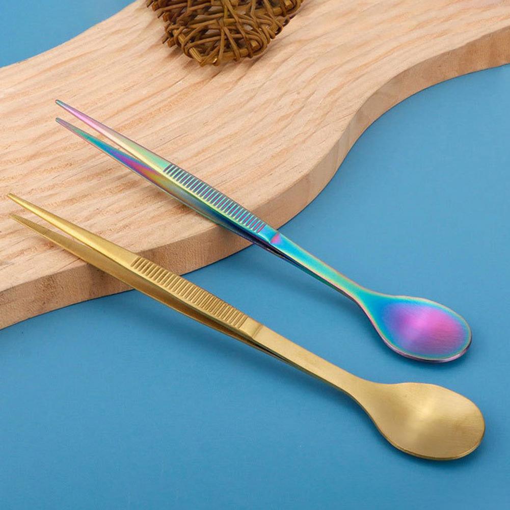 Kitchen Stainless Steel Tableware Spoons Western Knives Forks Dessert Spoons Food Clips Fried Steak Tweezers Vegetable Food Clip