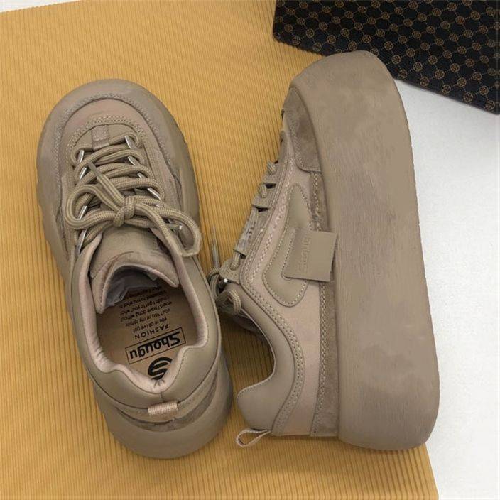 Sneaker Retro Inverno Donna Chunky Calde Casual Scarpe Vulcanizzate Donna Stivali con Zeppa Alta Moda Stringate Low Top