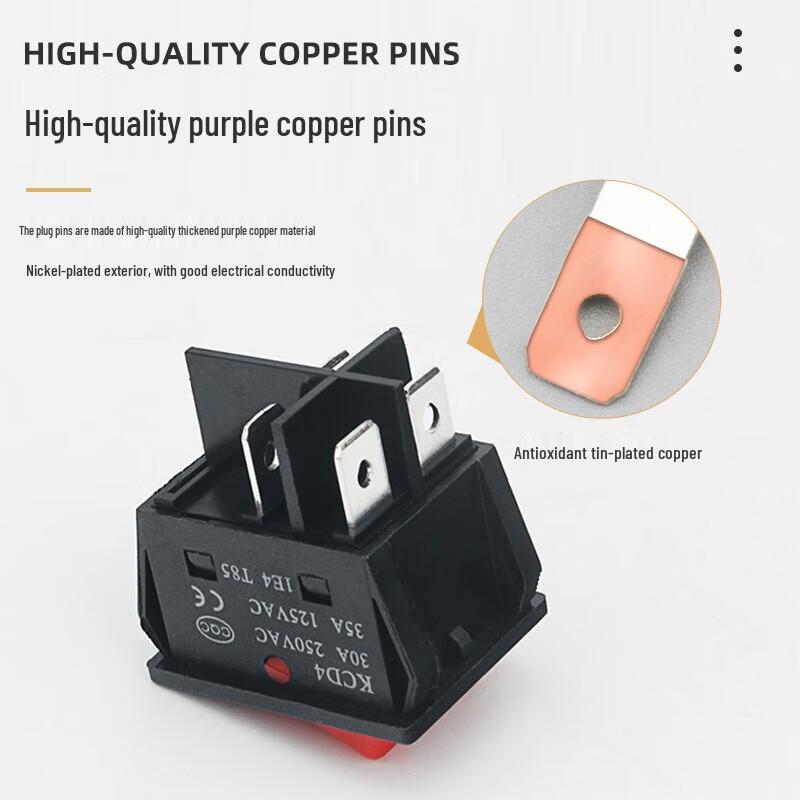 Gangwo KCD4 20A Red Illuminated Rocker Switch