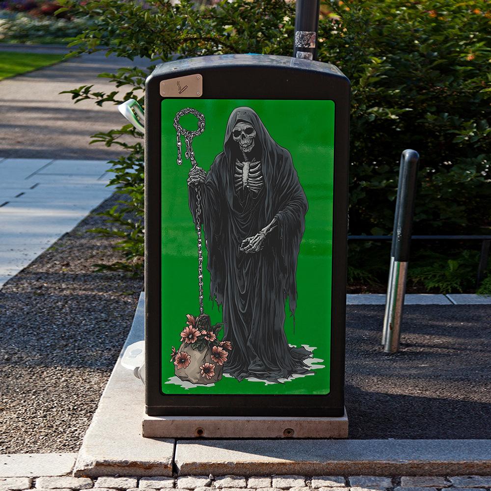 Halloween Creative Skeleton Man Trash Can Festive Atmosphere Decorative Stickers