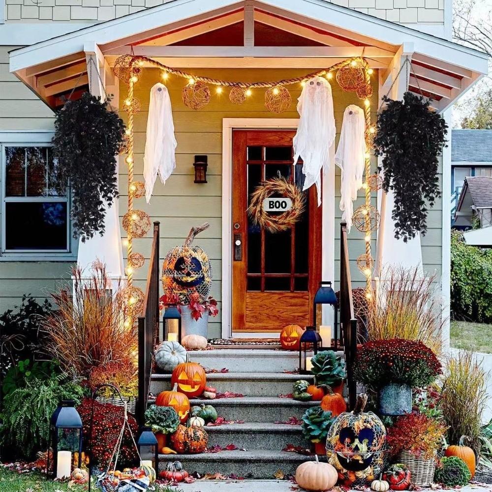 Black Artificial Vines Plants Plastic Leaf Fake Plants New Hanging Plants  Halloween Decoration