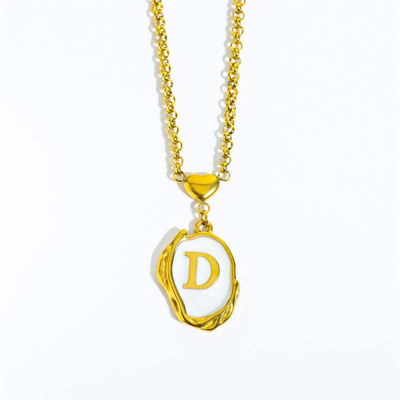

Stainless Steel Drip Oil 26 Letter Necklace for Women Men Vintage Gold Color Alphabet A-Z Initials Pendant Necklace Zircon Gift