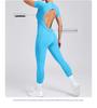 European & American 3D Backless Short Sleeve Jumpsuit - Autumn/Winter Yoga Activewear