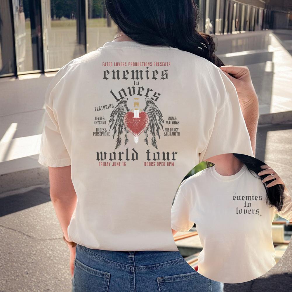 

Враги к возлюбленным Поношенная футболка с группой Книжный свитшот Книжный мерч Женская рубашка в стиле темная академия Темная коттеджкор футболка 4XL