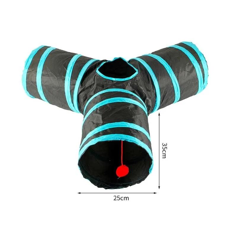 Blue Black Cat Tunnel Toy Foldable Play Tube Fun Pop-Up Hideaway Interactive Chase Game Durable Pet Playhouse for Indoor Kittens
