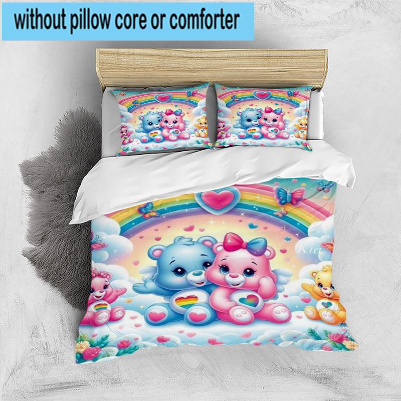 3PCS Rainbow Bears 3pcs Bedding,Including 3PCS Duvet Cover And 2pcs Pillowcases Perfect for Christmas,Ideal for Bedroom, Dormitory