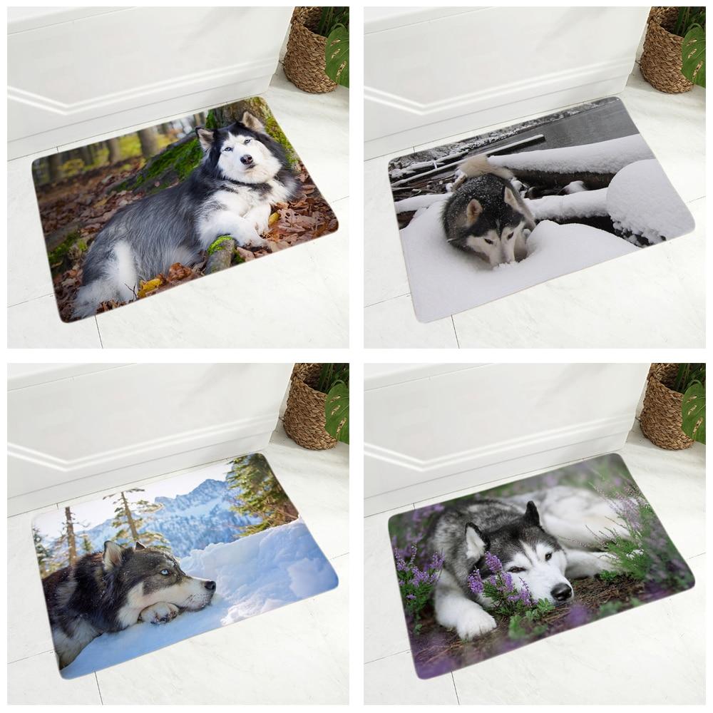 Buy Funny Siberian Husky Dog Flannel Carpet Floor Mat for Hallway ...