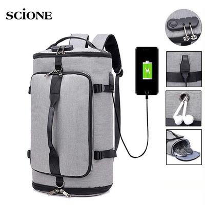 USB anti-hırsızlık Gym Fitness Gymtas Erkekler için Eğitim Spor Tas Seyahat Kesesi De Spor Açık Laptop Çantası
