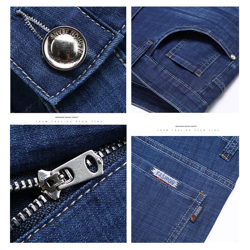 ROMON Men's Spring Summer Natural Cotton Loose Straight Thin Jeans