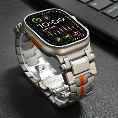 Titanfärgat länkarmband för Apple Watch Ultra3 49mm 45mm 44mm 46mm Rostfritt stålarmband för Iwatch Series 11 10 9 8 7 6 Se