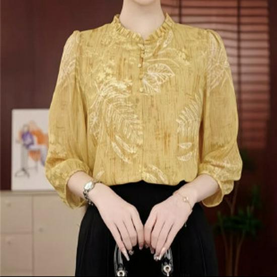 Spring French Style Ruffle Collar Slimming Top 2XL (suggested 115-125 jin)