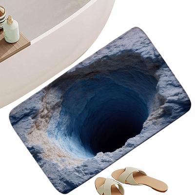 3D Visual Abyss Design Bathroom Rugs Fast Drying Bathroom Mat Non-Slip Entryway Rugs Quick-Dry for Kitchen Home Front Door