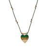Colorful Rope Heart & Tarot Card Pendant Necklace with Lucky Beads, Gold-Plated