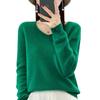 Women's V-Neck Pure Wool Knit Sweater - Heart Neckline, Autumn/Winter Base Layer