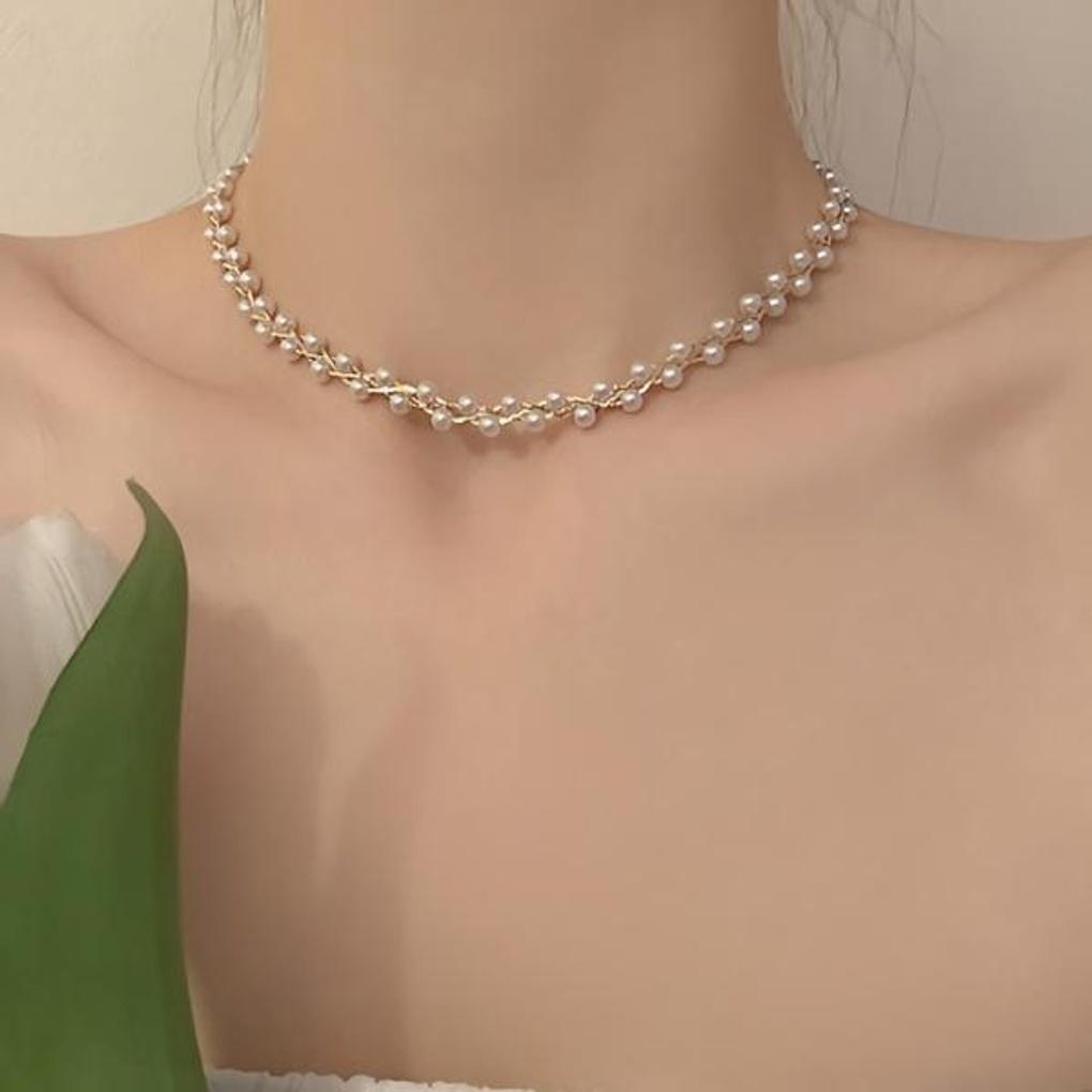 Women's Accessories Sari Ari Pearl Simple Choker Necklace