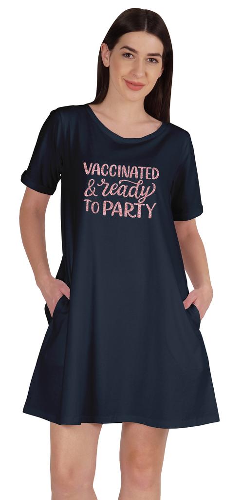 Inkmeso Vaccinated & Ready To Party T-Shirt Casual Scoop Neck Tunic With