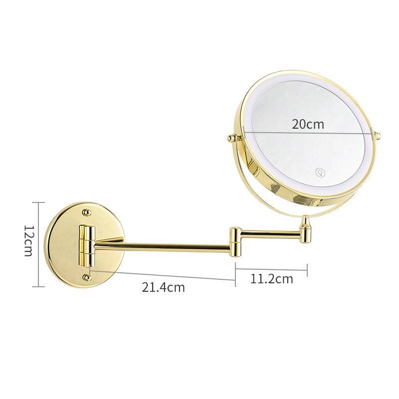 LED Lighted Wall-Mounted Double-Sided Magnifying Makeup Mirror for Bathrooms, Punch-Free Installation