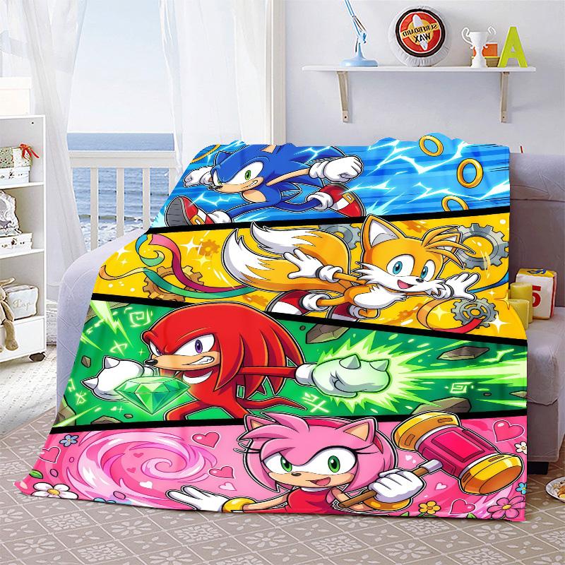 Sonic Anime Blanket Flannel Throw Soft Warm Lightweight Blanket for Sofa Bed Cozy Home Decoration -QJY