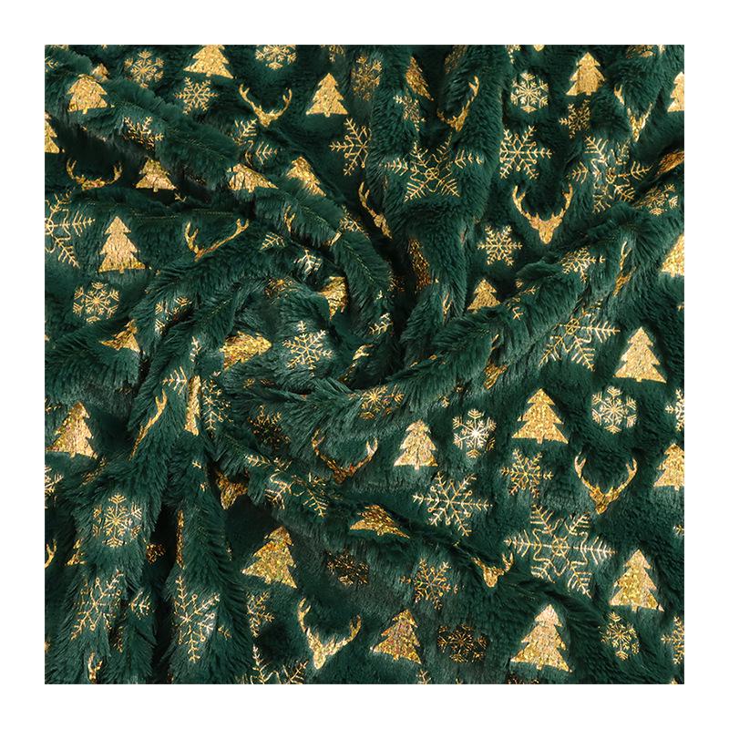PV Velvet Gold Stamping Fabric for Autumn & Winter - Ideal for Christmas Tree, Plush Snowflake Clothing, Shoes, Hats, Luggage, and Toys.