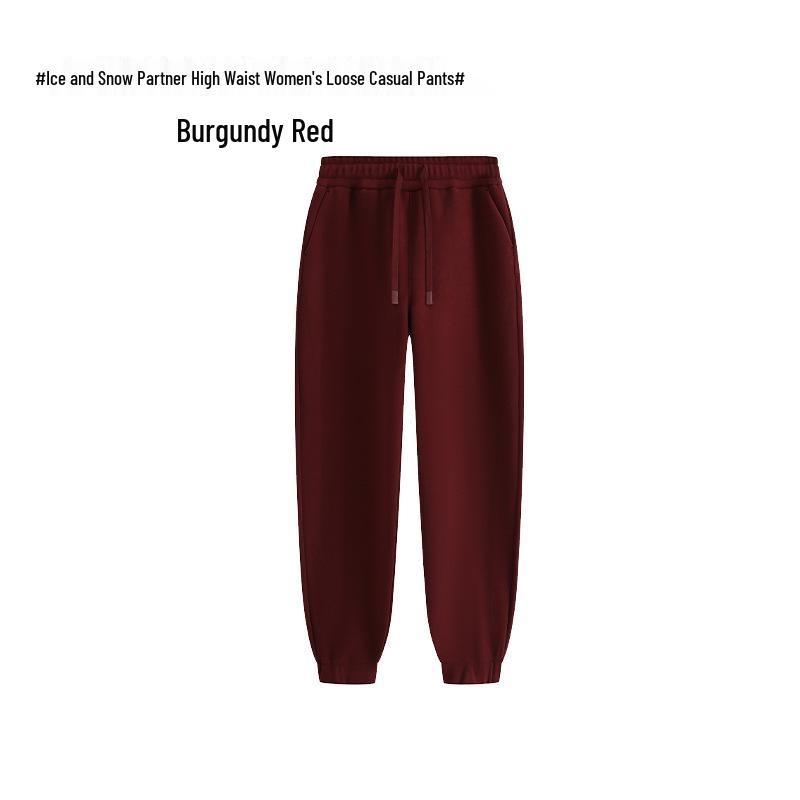 Dámské větruodolné tepláky s vysokým pasem: Útulné a teplé podzimní/zimní volné ležérní kalhoty.