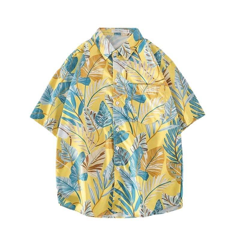 Hawaiian Men's Floral Shirt Harbor Style Retro Beach Beach Floral Couple Floral Shirt Short Sleeved Men