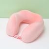 Blue Travel U-Shape Memory Foam Pillow: Foldable, Portable Neck Support with Buckle, Perfect for Naps.