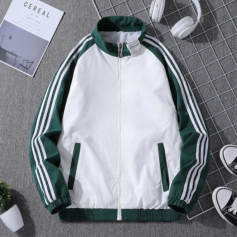 מעיל גברים צווארון בייסבול מעיל גברים שלושה פסים טופ קז'ואל גברים ריצה מעיל ספורט גברים