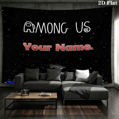 Among Us Custom Name Wall Tapestry Aesthetic Wall Hanging Printed Fabric Blanket Decorative Tapestries for Bedroom Living Room Home Decor