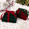 New Wine Red Fabric Gift Bag with Bow for Christmas Indoor Decoration