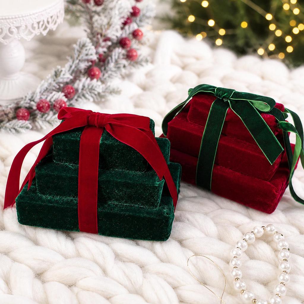 New Wine Red Fabric Gift Bag with Bow for Christmas Indoor Decoration