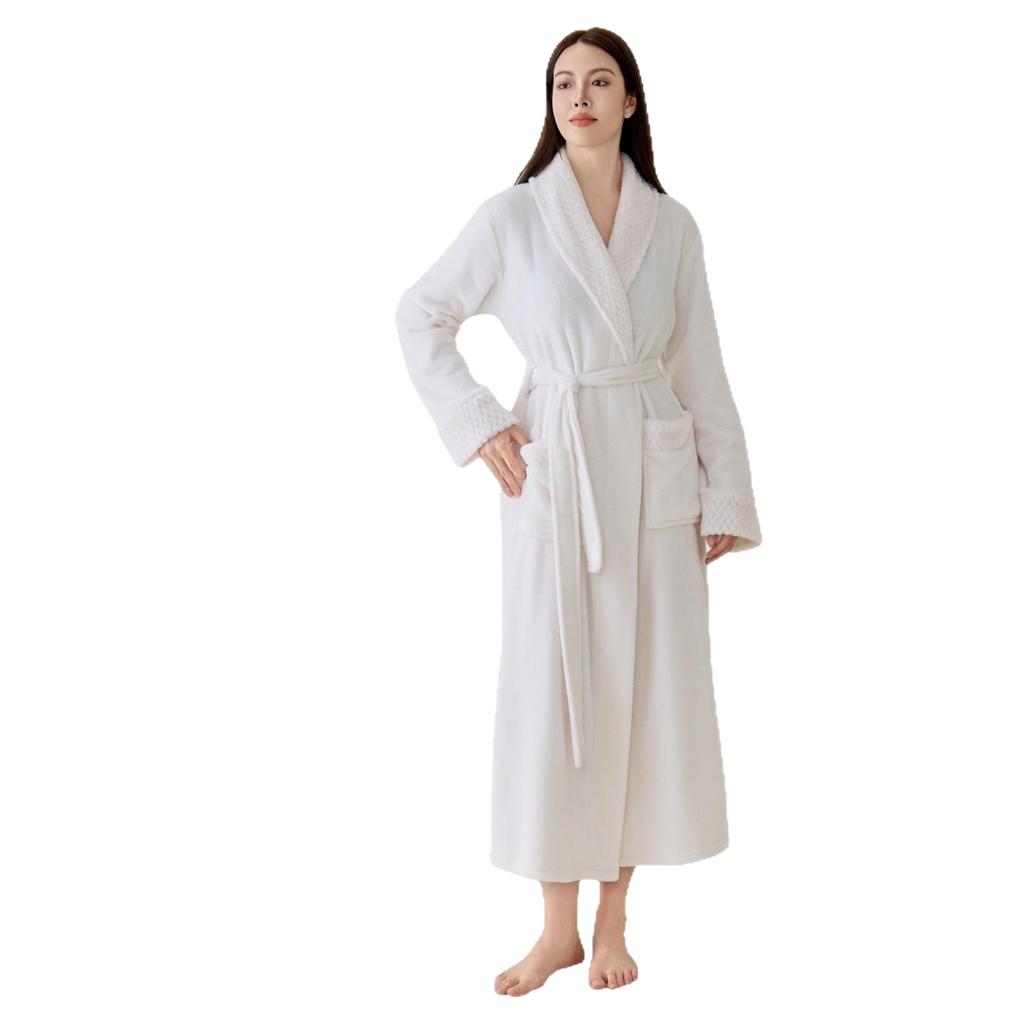 Thick Flannel Unisex Bathrobe - Plus Size, Couple's Long Nightgown Pajamas
