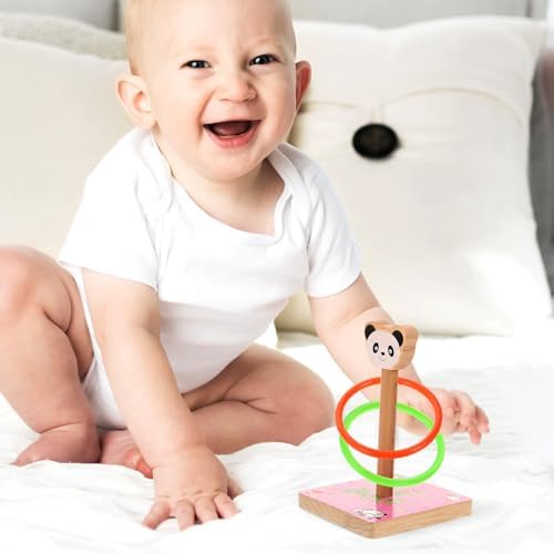 DECORNIJIA Ring Toss Game Set for Kids, Outdoor Family Game Toy, Cartoon Design with Smooth Edges, Durable Plastic Educational Play